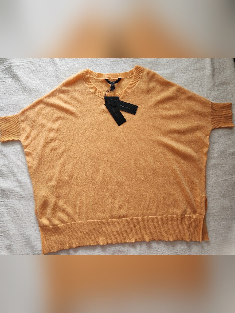 NWT BCBGMAXAZRIA 100% Cashmere Oversized Sweater - Tangerine Orange Knit Size S
